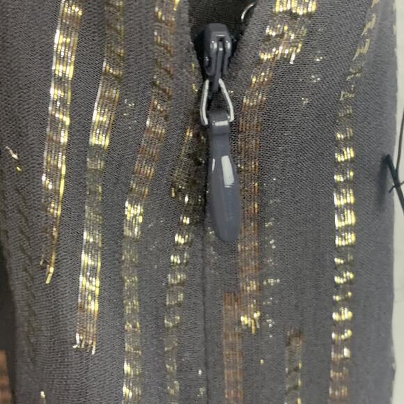 Equipment Silk Slip Dress Womens Small Black Gold Metallic Party Sleeveless Zip - Picture 6 of 6